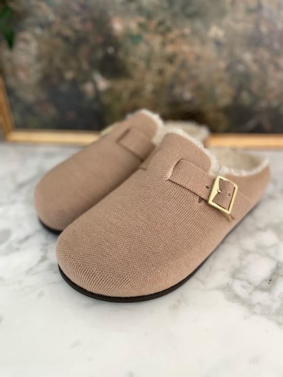 Rothy's Shoes - Rothy’s Cozy Buckle Clog Size 8 Lined Neutral Beige